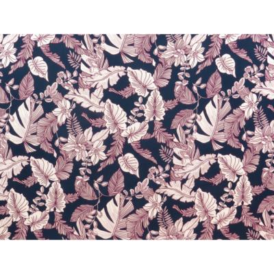 Navy / Burgundy Tropical Viscose Voile Fabric