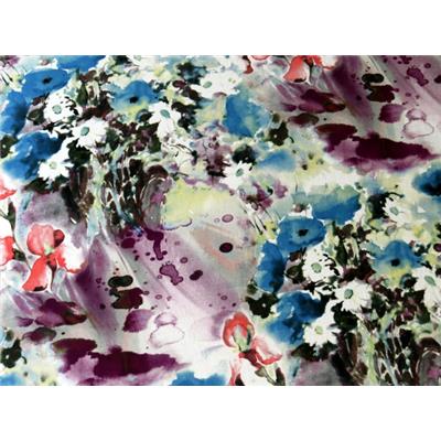 Tissu Jersey Viscose / Elasthanne Imprimé Fleurs Aquarelle