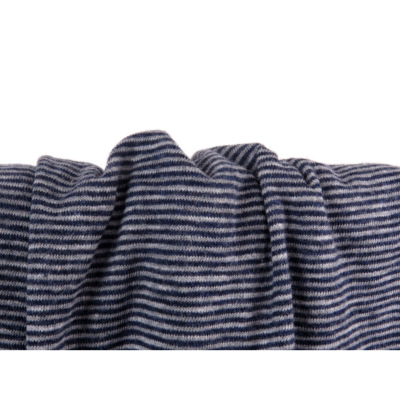 Grey Melange Grey / Blue Striped Double Face Knit Fabric 