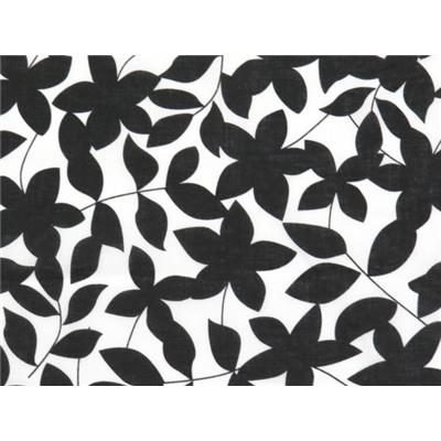 Tissu Voile de Coton Imprimé Fleurs Noir / Blanc