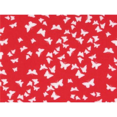 Tissu Voile de Viscose Rouge Imprimé Papillons