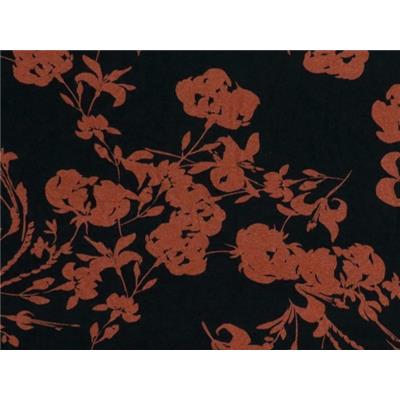 Mélange Laine Imprimé Tissu Jersey-Rose Design 2 Way Stretch-Rouge & Noir