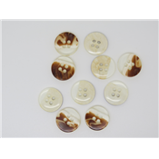 Bouton Rond Transparent Beige / Brun Marbré 15 mm