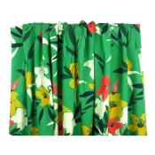 Coupon Sergé Viscose Léger Fleurs Vert 90 cm x 145 cm