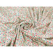 Tissu Maille Cote 1x1 Fleurettes Ecru