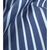 Tissu Oxford 100 % Coton Rayé Bleu Jeans & Blanc