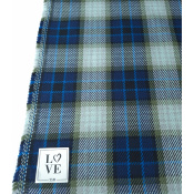 Tissu Sergé 100 % Coton Bio TARTAN Bleu / Kaki