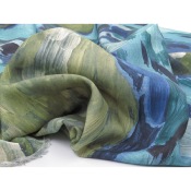 Tissu Sergé Viscose ARTY Vert & Bleu