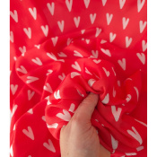 Tissu Taffetas Léger Viscose & Soie Graphic Heart Rouge / Ecru