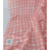 Tissu Taffetas Léger Viscose & Soie Graphic Checks Rose / Ecru