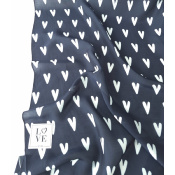 Tissu Taffetas Léger Viscose & Soie Graphic Heart Marine / Ecru