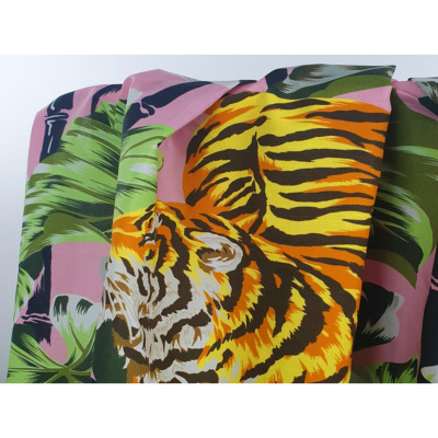 Tissu Coton / Lin Tigre Tropical