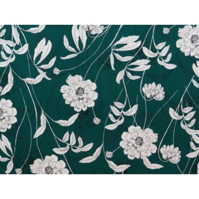 Coupon Crepe Viscose Fleuri Vert Paon 300 cm x 140 cm