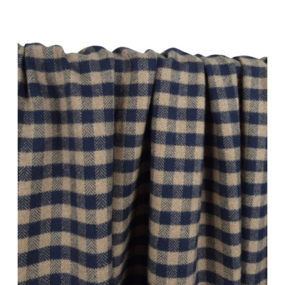 Tissu Flanelle 100 % Coton Carreaux Beige / Bleu 