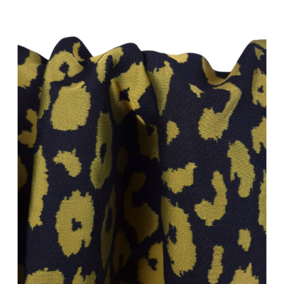 Tissu Sergé Jacquard 100 % Viscose LEO Noir & Or 