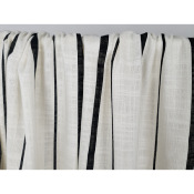 Tissu Toile Viscose / Lin Rayures Irrégulières Ecru / Noir