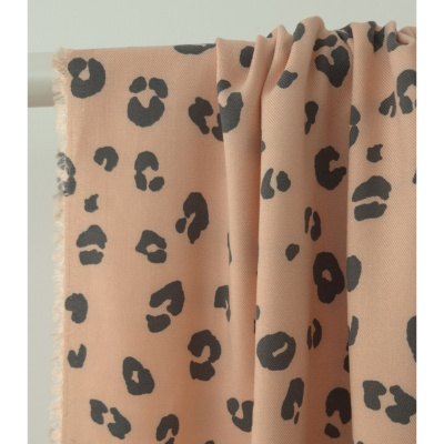 Tissu Twill de Viscose LEO Rose & Gris