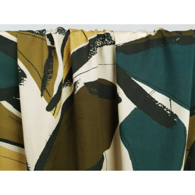 Tissu Voile de Viscose Feuillage Abstrait