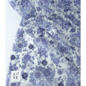 Tissu Voile de Coton Paisley Flowers Bleu