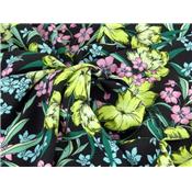 Tissu Crepe Noir Floral