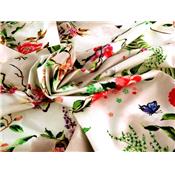 Tissu Jersey VENISE Fleurs, Oiseaux, Tie & Dye