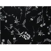 Tissu Crepe Satiné Noir Imprimé Fleurs