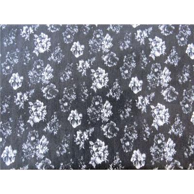 Tissu Denim Noir Imprimés Fleurs