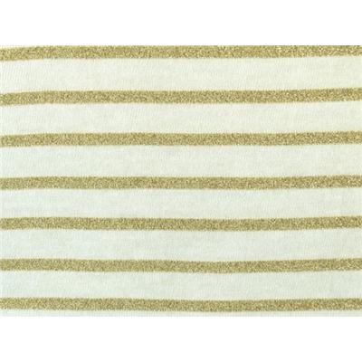 Tissu Jersey Ecru Rayures Lurex Dorées