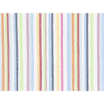 Tissu Seersucker Coton Rayé Blanc / Multicolore