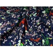 Tissu Soft Shell Oiseaux Japonisant Marine