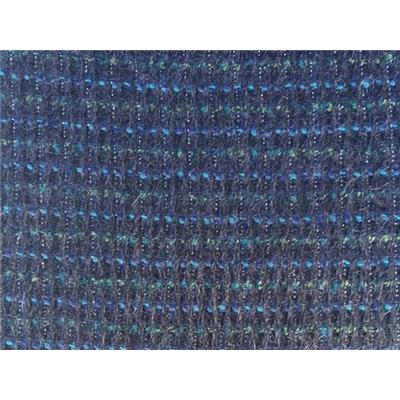 Tissu Tweed Bleu Marine Fils Multicolores, Lurex Argent