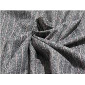 Tissu Tweed Gris / Noir Rayure Rose