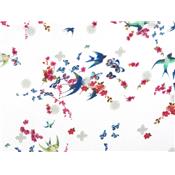 Tissu Voile de Viscose Imprimé Fleurettes, Hirondelles & Papillons