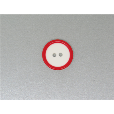 Bouton Rond Bicolore Blanc / Rouge 20 mm
