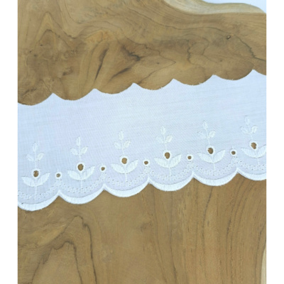 Galon Popeline 100 % Polyester Brodé & Festonné 6.5 cm