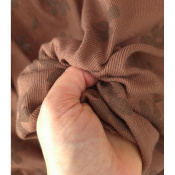 Tissu Maille Côte 1X1 Fleurs Choco