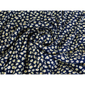 Tissu Voile de Viscose Fleurettes Marine