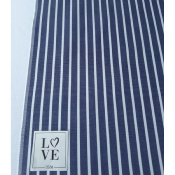 Tissu Oxford 100 % Coton Rayé Bleu Jeans & Blanc
