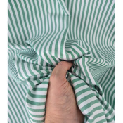 Tissu Oxford 100 % Coton Rayé Vert & Blanc
