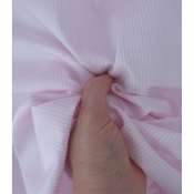 Tissu Popeline 100 % Coton Rayé Blanc & Rose