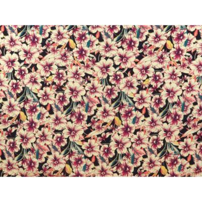 Tissu Crepe Viscose Fleurs Fuchsia