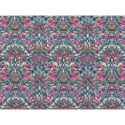 Tissu Maille Scuba Fleurs Arabesques Rose