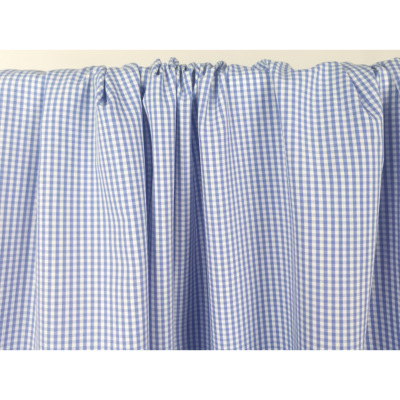 Tissu Popeline 100 % Coton Vichy Bleu / Blanc