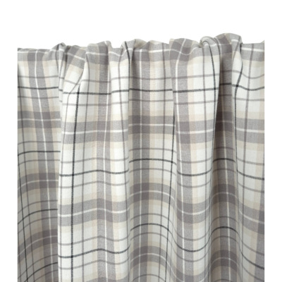 Tissu Sergé Poly / Viscose Carreaux Taupe / Ecru