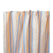 Tissu Taffetas Rayé & Brodé Orange / Bleu