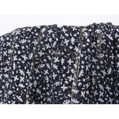 Coupon Voile de Viscose Blanc & Noir Fleurettes Lurex 240 cm x 150 cm