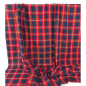 Tissu Sergé 100 % Coton Bio TARTAN Marine / Orange