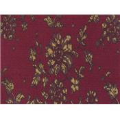 Tissu Jacquard Motif Fleurs Bordeaux / Noir / Lurex Doré