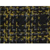 Tissu Tweed Noir / Jaune / Gris / Fils Brillants Noir