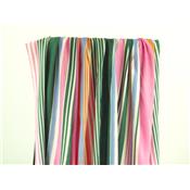 Tissu Crepe de Viscose Rayures Vert / Rose